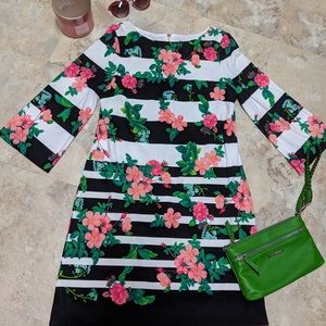 Eliza J Floral and Striped Dress